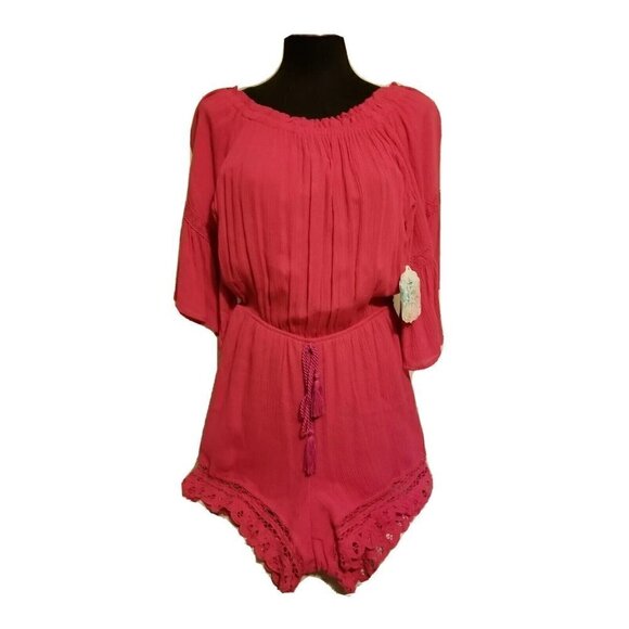 Altar'd State Pink Romper Bohemian Wide Bell Sleeves NWT Size S - Picture 1 of 9